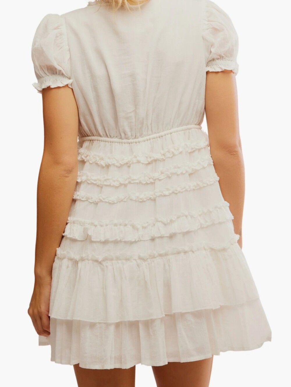Free People Darcy White Ruffled Mini Dress with Tie Waist - Picture 3 of 15